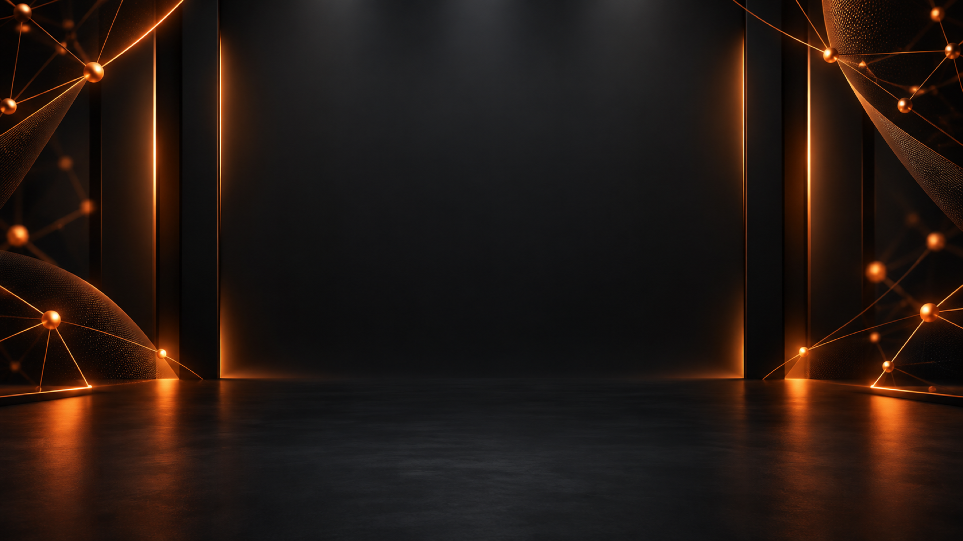 An empty Speed Networkers podcast studio set in warm orange light